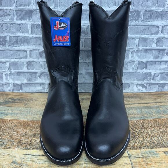 Justin Boots Jackson 10 Inch Round Toe Roper Black Western 3133 Mens Sz 10.5 EE0 - Picture 3 of 7